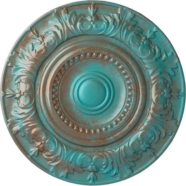 Ekena Millwork Biddix Ceiling Medallion (Fits Canopies up to 7 1/2"), 20 7/8"OD x 1 1/4"P, Copper Green Patina CM20BXCGS - main